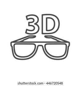 3d glasses icon.  frame 3D glasses thin line style