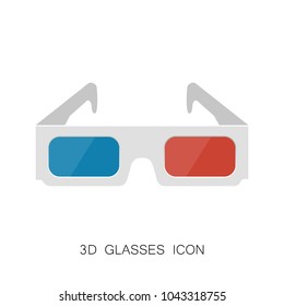 3D Glasses Icon isolated on White. Vector Illustration. Realistic Style Simple Icon. Cinema Movie Film Watching Design Element.