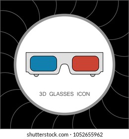 3D Glasses Icon isolated. Vector Illustration.  Cinema Movie Film Watching Design Element.