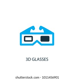 3d glasses icon. Logo element illustration. 3d glasses symbol design from 2 colored collection. Simple 3d glasses concept. Can be used in web and mobile.