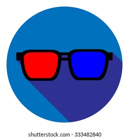 3D glasses icon on flat design