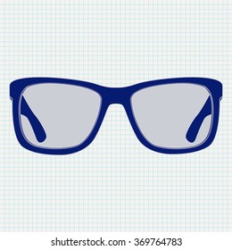 3d glasses Icon on Notebook sheet  background. Vector illustration 