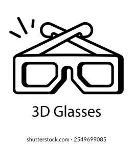 3d glasses icon in outline style 