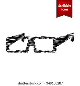 3d glasses icon with pen effect. Scribble icon for you design.
