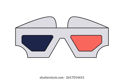 3d glasses icon with red and blue lens. A nostalgic cinema symbol from the 2000s.