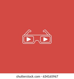 3D glasses icon. sign design. red background