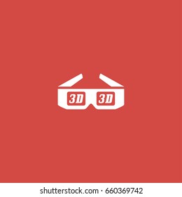 3D glasses icon. sign design. red background
