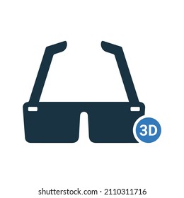 3d, icono de gafas. Ilustración vectorial simple editable.