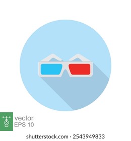 3D glasses icon. Simple flat style. Movie and film, stereoscopic, blue and red, cinema vision, entertainment concept. Vector illustration isolated on white background. EPS 10.