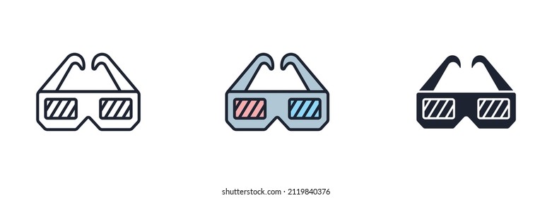 3D glasses icon symbol template for graphic and web design collection logo vector illustration