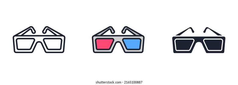 3d glasses icon symbol template for graphic and web design collection logo vector illustration