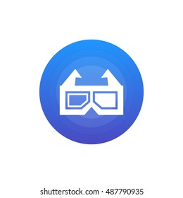 3d glasses icon vector, clip art. Also useful as logo, circle app icon, web UI element, symbol, graphic image, silhouette and illustration. Compatible with ai, cdr, jpg, png, svg, pdf, ico and eps.