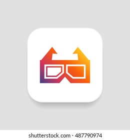 3d glasses icon vector, clip art. Also useful as logo, square app icon, web UI element, symbol, graphic image, silhouette and illustration. Compatible with ai, cdr, jpg, png, svg, pdf, ico and eps.