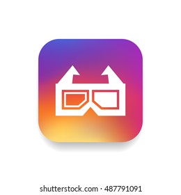 3d glasses icon vector, clip art. Also useful as logo, square app icon, web UI element, symbol, graphic image, silhouette and illustration. Compatible with ai, cdr, jpg, png, svg, pdf, ico and eps.
