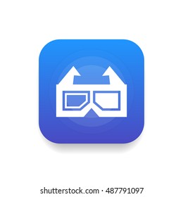 3d glasses icon vector, clip art. Also useful as logo, square app icon, web UI element, symbol, graphic image, silhouette and illustration. Compatible with ai, cdr, jpg, png, svg, pdf, ico and eps.