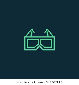 3d glasses icon vector, clip art. Also useful as logo, web UI element, symbol, graphic image, silhouette and illustration. Compatible with ai, cdr, jpg, png, svg, pdf, ico and eps.