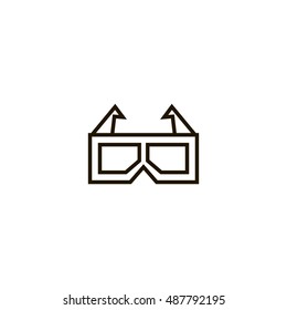 3d glasses icon vector, clip art. Also useful as logo, web UI element, symbol, graphic image, silhouette and illustration. Compatible with ai, cdr, jpg, png, svg, pdf, ico and eps.