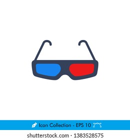 3D Glasses Icon / Vector - In Color Design