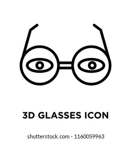 3d glasses icon vector isolated on white background, 3d glasses transparent sign , line and outline elements in linear style