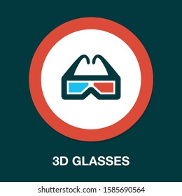 3d glasses icon - vector movie cinema illustration, eye glasses - illusion sign, vision