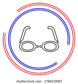 3d glasses icon - vector movie cinema illustration, eye glasses - illusion sign, vision. Thin line pictogram - outline editable stroke