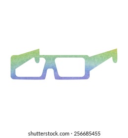 3d glasses icon. Watercolor effect