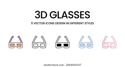 3d Glasses icons different style vector stock illustration