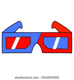 3d glasses illustration hand drawn isolated vector