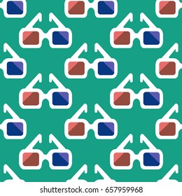 3d glasses illustration. Red and blue lenses. Seamless pattern. Vector illustration