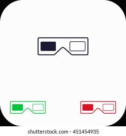 3d glasses Illustration set. Blue, green, red icon.