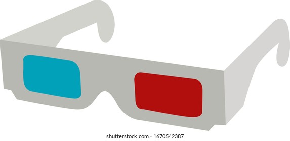 3D glasses, illustration, vector on white background.