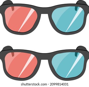 Gafas 3D, ilustración, vector sobre fondo blanco.