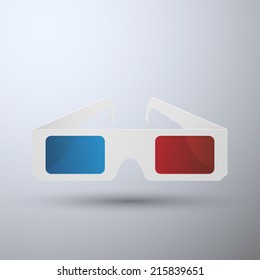 3D glasses isolated on background, vector illustration