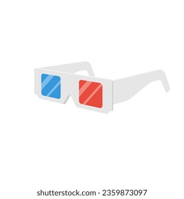 Gafas 3d aisladas sobre fondo blanco. Diseño plano de ilustración vectorial. Gafas de cine para ver películas. Símbolo de la industria cinematográfica.