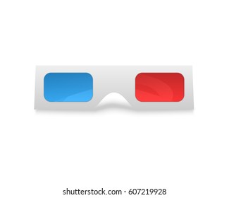 3d glasses isolated on white background vector illustration. Element for watching movies in cinema. The concept symbol elementary stereoscopic viewing for your projects.