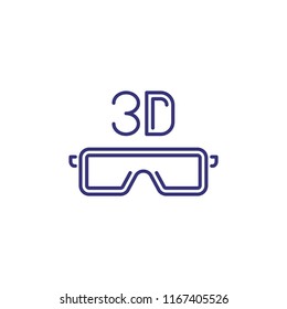 3d glasses line icon. Goggle, specs, dimensional image. Cinema concept. Can be used for topics like trivalent video, movie, entertainment