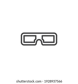 3d glasses line icon. linear style sign for mobile concept and web design. 3D cinema glasses outline vector icon. Symbol, logo illustration. Vector graphics