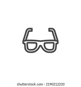 3d glasses line icon. linear style sign for mobile concept and web design. 3D cinema glasses outline vector icon. Symbol, logo illustration. Vector graphics