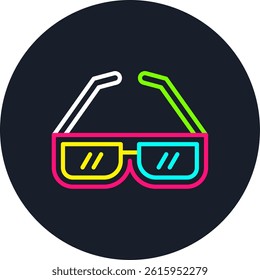 3d Glasses Line Multi Colour Circle