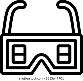 3D Glasses Line Vector Icon Design