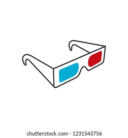 3D Glasses Movie Icon Vector Template