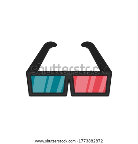 3D glasses movie vector flat design icon