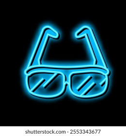 3d glasses neon light sign vector. 3d glasses illustration