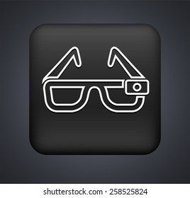 3D Glasses on Black Square Buttons