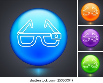 3D Glasses on  Color Round Buttons