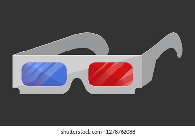 3D glasses on a dark background. Image with the effect of shadows and highlights. Vector illustration