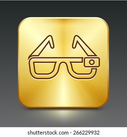 3D Glasses on Gold Square Buttons