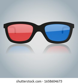 Gafas 3D sobre fondo gris. Ilustración del vector