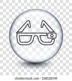 3D Glasses on Transparent Round Buttons
