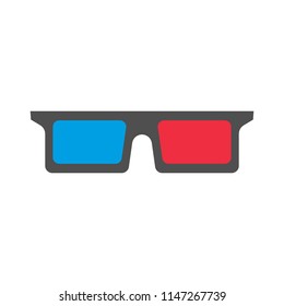 3D glasses on a white background, vector icon, flat illustration.